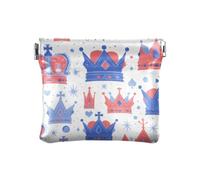 Amooorous Red White and Blue Union Jack Crown Women's Leather Coin Change Purse Fancy Clasp Wallet Card Holder for Women, Red white and blue Union Jack crown, One Size