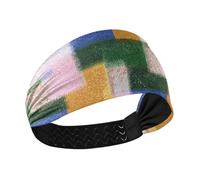 Amooorous Retro Hazy Colored Blocks Non-Slip yoga headband Elastic sweat band for women for hiking basketball Cycling banda para la cabeza