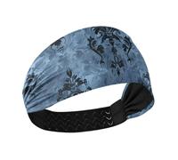 Amooorous Retro Vintage Denim Victorian Cooling womens headbands Elastic sweaty bands for tennis hiking Workouts bandas para el cabello