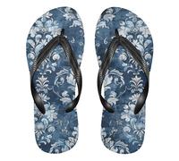 Amooorous Retro Vintage Denim Victorian rubber flip flops men Quick-Dry flops for women for Outdoor Swimming, Hiking, Travel yoga