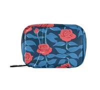 Amooorous Romantic Red Roses for Valentine medicine organizer bag with Detachable Compartments portable pill organizer large for purse