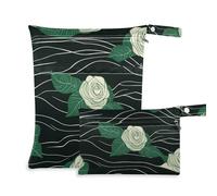 Amooorous Rose Velvet Ribbon Grass Green washable large wet bag 2 Pack travel essentials for flying with handles for baby diapers, bathing