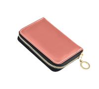 Amooorous Salmon Solid Color Pure Plain Peach Leather Card case Wallet Women with Cion Purse RFID Blocking Men's Card & id Cases carteras para Mujer