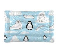 Amooorous Sealion Penguin Animal Black White Washable Pet Mattress Non-Slip Soft Comfortable Dog Crate Mat for Large Jumbo Medium Small Dogs 36" x 24"