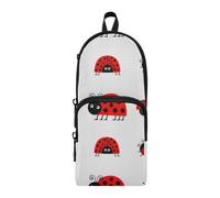 Amooorous Seven Stars Distinctive Cartoon Cute Red Nylon 3 Compartments Big Pencil Bags Large Capacity Zip Pencil Case School Stationery for Kids High School 1600ml