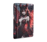 Amooorous Sexy Devil Beauty Gothic Leather Slim Wallet with Money Clip RFID Blocking Small Card Wallet Woman for Men and Women carteras para Hombres