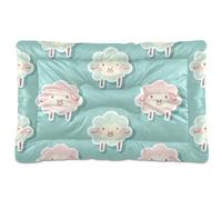 Amooorous Sheep Ash Sticker Style Lake Blue Washable Dog Bed Mat Soft Comfortable Anti-Slip Bottom Dog Cat Bed for Medium/Large Dogs 36" x 24"