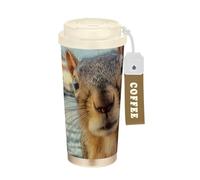 Amooorous Ship Squirrel America Decorative Coffee Tumbler with Lid Coffee Mugs Stainless Steel Car Cup for Hot Cold Drinks 17 oz Leak Proof