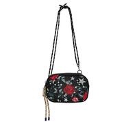 Amooorous Silver Stars Red Roses Black Crossbody Bags for Womens Practical with Credit Card Slots Cell Phone Bag Go shopping bolsa de mano para mujer elegante