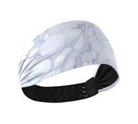 Amooorous Silver White Luxury Marble Texture no slip women's fashion headbands Stretchy sweaty bands for basketball Workouts Daily use cintas para el pelo de mujer