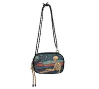 Amooorous Skeleton Play The Piano Starry Sky Small Black Crossbody Purse Men Trendy with Adjustable Strap Small Shoulder Bags Walk the dog bolsos negros para mujeres
