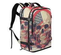 Amooorous Skull Steel 4th Of July Independence Day Anti Theft Backpack Clean Design Laptop Backpack Women Personal Item Travel Bag for Women & Men Outing Work Family Travel Mochila de Viaje 20L
