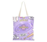 Amooorous Softball Just Play Purple Pattern Medium Canvas Tote with handles Tote Bags Canvas Shopping Bags for Teachers Bolsa de lona