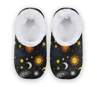 Amooorous Space Star Nebula Black Anti-Skid Sole Slipper for Women and Men Coral Fleece House Slipper for Indoor Outdoor