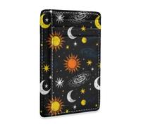 Amooorous Space Star Nebula Black Leather Women Wallet Slim with Cash Slot RFID Blocking Small Credit Card Wallet for Men&Women tarjetero para Mujer