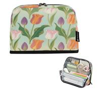 Amooorous Spring Blooms Pencil Case Holder Large Capacity Make Up Bag Cute Stationery Pen Bag for Kids School Supply cartuchera escolar para ninas