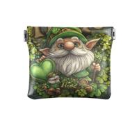 Amooorous St. Patrick Cartoon Cute Green Dwarf PU Leather Small Coin Waterproof Mini Card Holder Wallet for Women, St. Patrick Cartoon cute green dwarf, One Size