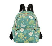 Amooorous St. Patrick's Day Green Four-leaf Clover 14 Inch Work Business laptop bag for women small fashion backpack for travel&work