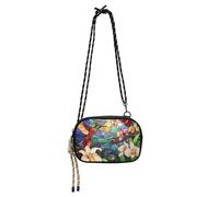Amooorous Stained Glass Beautiful Birds Colorful Orchids Flowers Black Crossbody Bags Womens Comfort with Credit Card Slots Cell Phone Bag Walk the dog bolso de mano para mujer