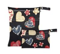 Amooorous Star Japanese Style Heart Shape Valentine washable bathing suit bag 2 Pack travel essentials for babies with handles for daycare, yoga