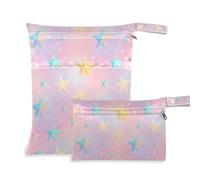 Amooorous Stars Sweet Blush Color washable bags for swimsuits 2 Pack wet bag for swimsuit with handles for beach, pool