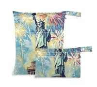 Amooorous Statue Of Liberty Is Standing Tall with Fireworks in Background reusable bag for daycare 2 Pack diaper bag essential items with handles for daycare, bathing