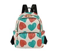 Amooorous Style Watermelon Turquoise Hearts 12.5 Inch multipurpose college backpack for women women's backpack purse for ladies,teen girls