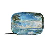 Amooorous Summer Beach Blue Sea Beautiful Sun Green Coconut Trees Wave Surf Medicine Bags For Women With Detachable Compartments Attached Travel Tablet Organizer For Handbag