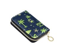 Amooorous Summer Green Blue Elements Leather Womens Card Holder Wallet with Cion Purse RFID Blocking Card Holder for Men carteras para Mujer