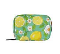 Amooorous Summer Lemon Daisy Flower medicine storage bag with Detachable Compartments portable weekly pill organizer for purse