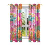 Amooorous Sun Colorful Art Words Cute Linen Curtains Blackout Curtains Short 2 Panels Set juego de cortinas para cuarto