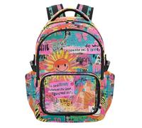 Amooorous Sun Colorful Art Words Doodle Clear Kid Backpack Heavy Duty Casual Backpack with Adjustable Strap for Festival Sports Events, Age 7-18 mochila de princesas para