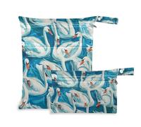 Amooorous Swan′s Down Robin Blue mess-proof bags for swimsuits 2 Pack wet bag for swimsuit with handles for bathing, pool