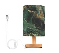 Amooorous Table Lamps Led Lamps with USB Emerald Green Gold Black Marble Style Lamps for Girls Side Table
