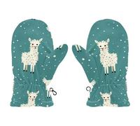 Amooorous Teal Playful Llama cute toddler girl mittens age 4-5 toddler snow gloves mitones para mujer S 2-4