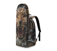 Amooorous Tennis Backpack for Adults Angry Leopard 3D Pattern 2 Rackets Padded Tennis Racket Cover Bag