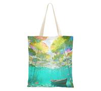 Amooorous The Secret Realm under The Water Lily Leaves Canvas Tote Bags Bulk with handles Tote Bag Small Travel Grocery Bags for Travel Bolsa de lona