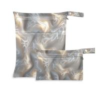 Amooorous Three-dimensional White Wave Abstract zippered wet dry bags for diaper bag 2 Pack travel essentials for babies with handles for yoga, pool