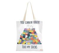 Amooorous Too Many Socks Small canvas tote bag for women with handles Tote Bag Bulk Canvas Totes for Travel Bolsa de lona