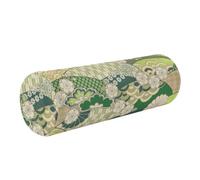 Amooorous Traditional Green Japanese Ukiyo-e Flower Bolster Pillow for Couch Neck Roll Pillow Round Pillow Forms Cylinder Throw Pillow Lumbar Roll Support Pillow