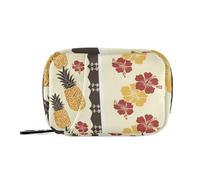 Amooorous Tropical Style Flower Pineapple Yellow and Red first aid bag with Detachable Compartments convenient pill organizer travel for purse
