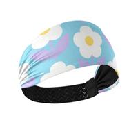 Amooorous Vector Flower White Blue Cooling sports headband Stretchy sweatband for make up Running Yoga bandas para la cabeza