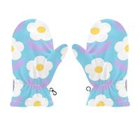 Amooorous Vector Flower White Blue warm toddler girl mittens age 4-5 gloves winter waterproof guantes para el frio ni?as S 2-4