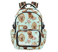 Amooorous Vintage Brown Puppy Oil Painting Clear Kid Backpack Lightweight Casual Backpack with Reinforced Strap Stitches for Boys Girls, Age 7-18 nina de 10 anos
