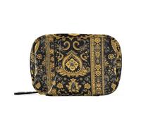 Amooorous Vintage Flower Pattern Black and Gold first aid bag with Detachable Compartments attachable weekly pill organizer for purse