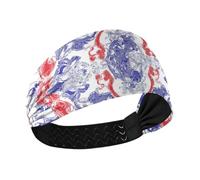 Amooorous Vintage Flower Pattern Red and Blue Cooling headband holder organizer Elastic sweat for washing face hiking basketball bandas para el cabello deportivas