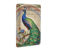 Amooorous Vintage Peacock in The Victorian Style Leather Mens Front Pocket Wallet Slim with Money Clip RFID Blocking Credit Card Holders for Men and Women billeteras para Hombre