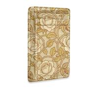 Amooorous Vintage Rose William Morris Yellow Leather Women's Slim Wallets with Cash Slot RFID Blocking Wallet Inserts for Credit Cards for Men and Women tarjetero para Mujer