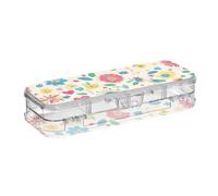Amooorous Vivid Flowers Designed Clear Pencils Box 2 Layer Hard Pens Case For Stationery Supplies With Snap Lid
