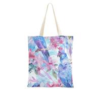 Amooorous Watercolor Animal Hyacinth Macaw Fuchsia Soft Blue Canvas Tote Bag with handles Initial Tote Bags For Women Grocery Bag for Daily Use Bolsa de lona